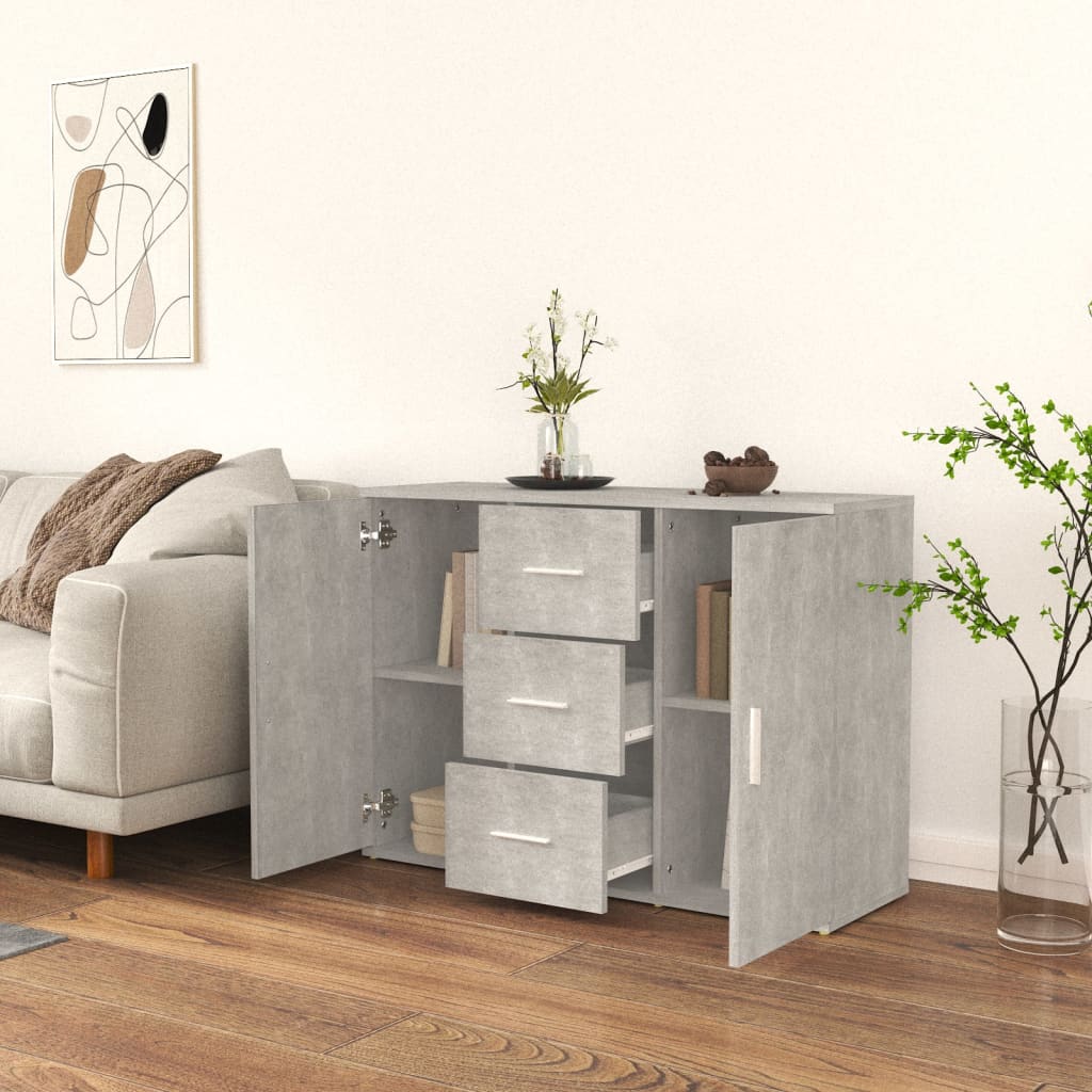 Credenza Grigio Cemento 91x29,5x65 cm in Legno Multistrato