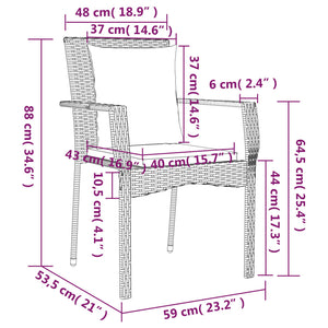 Sedie da Giardino con Cuscini 2 pz in Polyrattan Nere