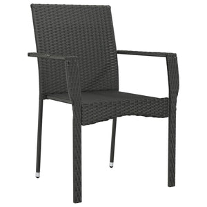 Sedie da Giardino con Cuscini 4 pz in Polyrattan Nere cod mxl 14307