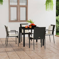 Sedie da Giardino con Cuscini 4 pz in Polyrattan Nere cod mxl 14307