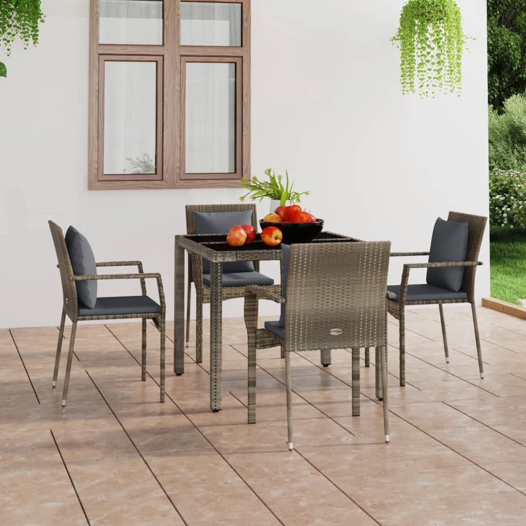 Sedie da Giardino con Cuscini 4 pz in Polyrattan Grigie cod mxl 14224