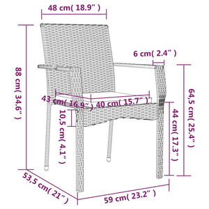 Sedie da Giardino con Cuscini 2 pz in Polyrattan Grigie 319882