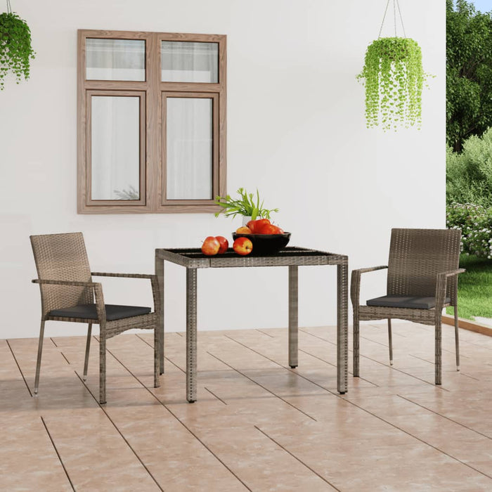 Sedie da Giardino con Cuscini 2 pz in Polyrattan Grigie 319882