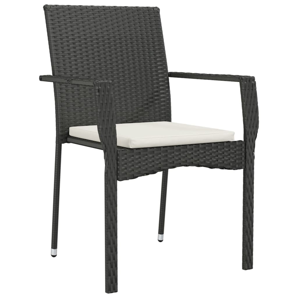 Sedie da Giardino con Cuscini 4 pz in Polyrattan Nere 319883