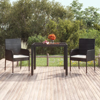 Sedie da Giardino con Cuscini 2 pz in Polyrattan Nere cod mxl 45452