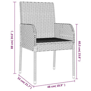 Sedie da Giardino con Cuscini 2 pz in Polyrattan Grigie cod mxl 45150