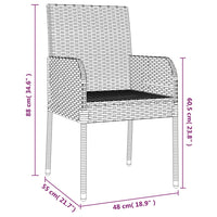 Sedie da Giardino con Cuscini 4 pz in Polyrattan Grigie cod mxl 45394