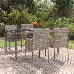 Sedie da Giardino con Cuscini 4 pz in Polyrattan Grigie cod mxl 45394