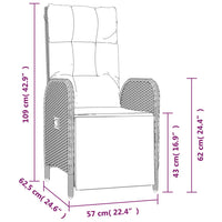 Sedie Reclinabili da Esterno con Cuscini 2 pz Polyrattan Grigie 319891