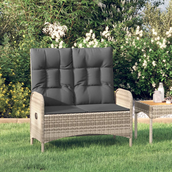 Panca Reclinabile da Giardino Cuscini 107 cm Polyrattan Grigia cod mxl 51915