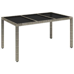 Tavolo da Giardino Piano in Vetro Grigio 150x90x75cm Polyrattan 319900