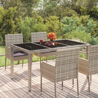 Tavolo da Giardino Piano in Vetro Grigio 150x90x75cm Polyrattan 319900