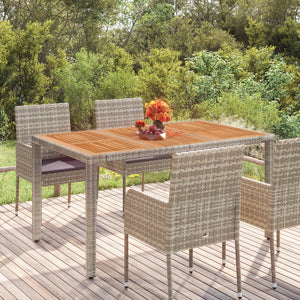 Tavolo da Giardino Piano in Legno Grigio 150x90x75cm Polyrattan 319902