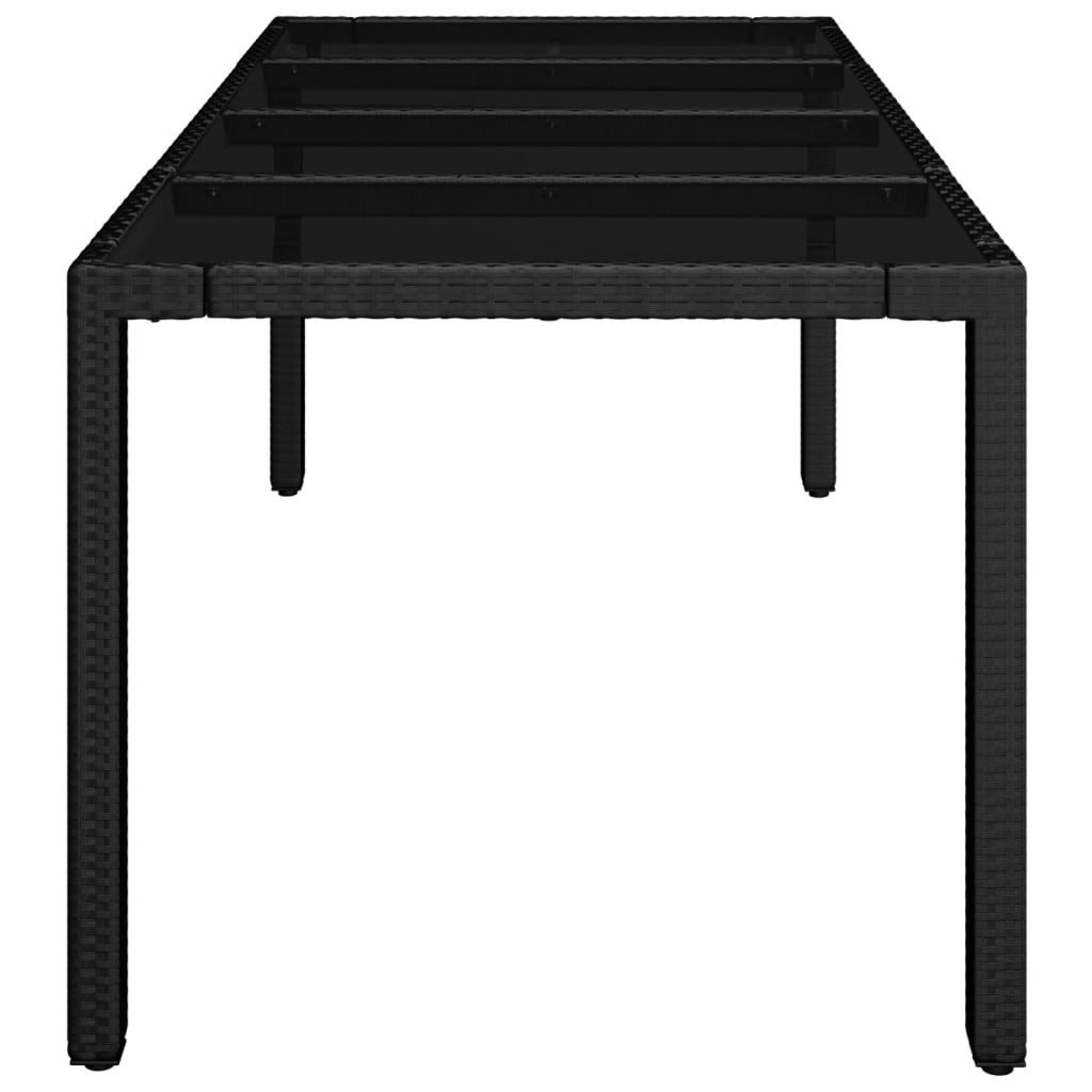 Tavolo da Giardino Piano in Vetro Nero 190x90x75 cm Polyrattan cod mxl 34366