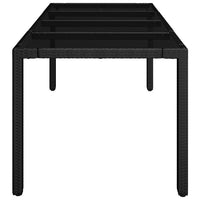 Tavolo da Giardino Piano in Vetro Nero 190x90x75 cm Polyrattan cod mxl 34366