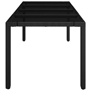 Tavolo da Giardino Piano in Vetro Nero 190x90x75 cm Polyrattan cod mxl 34366