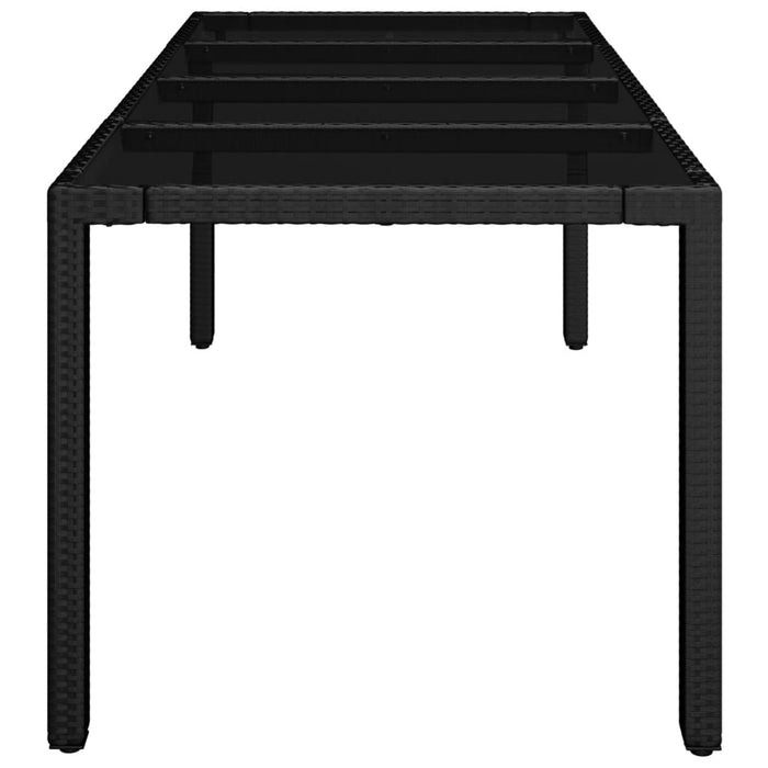 Tavolo da Giardino Piano in Vetro Nero 190x90x75 cm Polyrattan cod mxl 34366