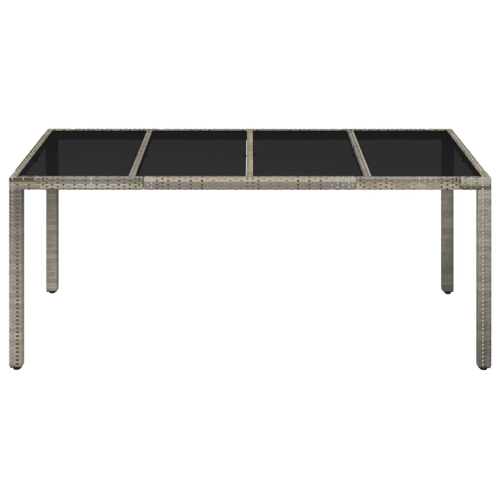 Tavolo da Giardino Piano in Vetro Grigio 190x90x75cm Polyrattan cod mxl 34367