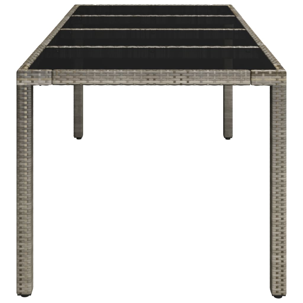 Tavolo da Giardino Piano in Vetro Grigio 190x90x75cm Polyrattan cod mxl 34367