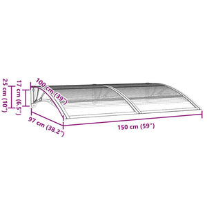 Tettoia per Porta Grigia 150x100 cm Policarbonato cod mxl 65789