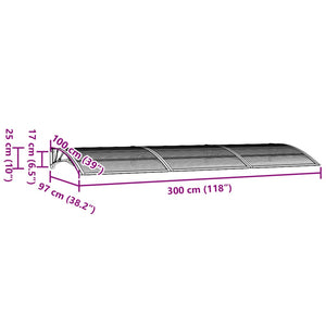 Tettoia per Porta Grigia 300x100 cm Policarbonato cod mxl 14703