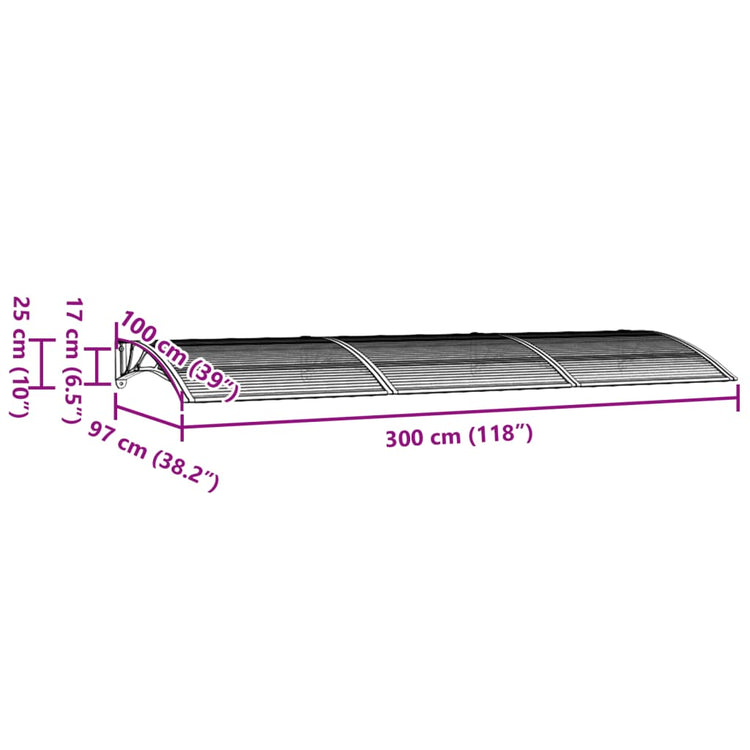 Tettoia per Porta Grigia 300x100 cm Policarbonato cod mxl 14703