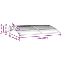 Tettoia per Porta Nera 150x100 cm Policarbonato cod mxl 54062