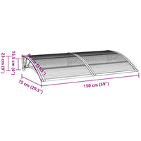 Tettoia per Porta Grigia 150x80 cm Policarbonato cod mxl 14968