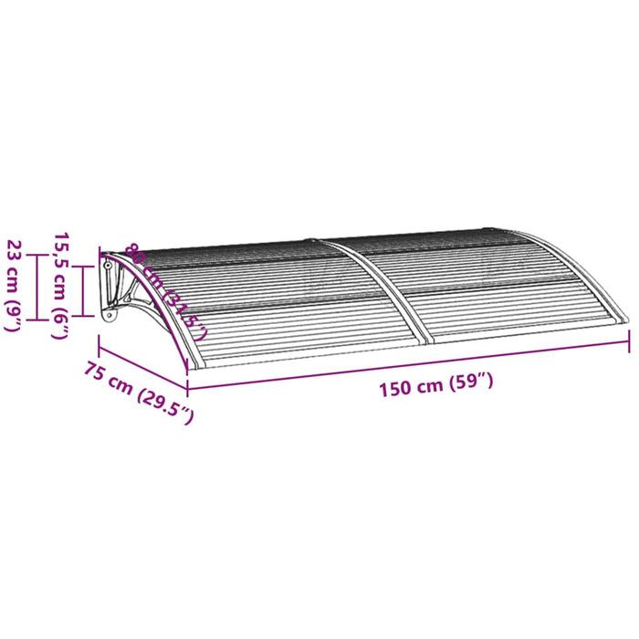 Tettoia per Porta Grigia 150x80 cm Policarbonato cod mxl 14968