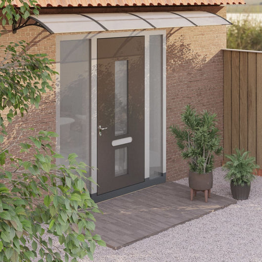 Tettoia per Porta Nero e Trasparente 350x75 cm in Policarbonatocod mxl 119042