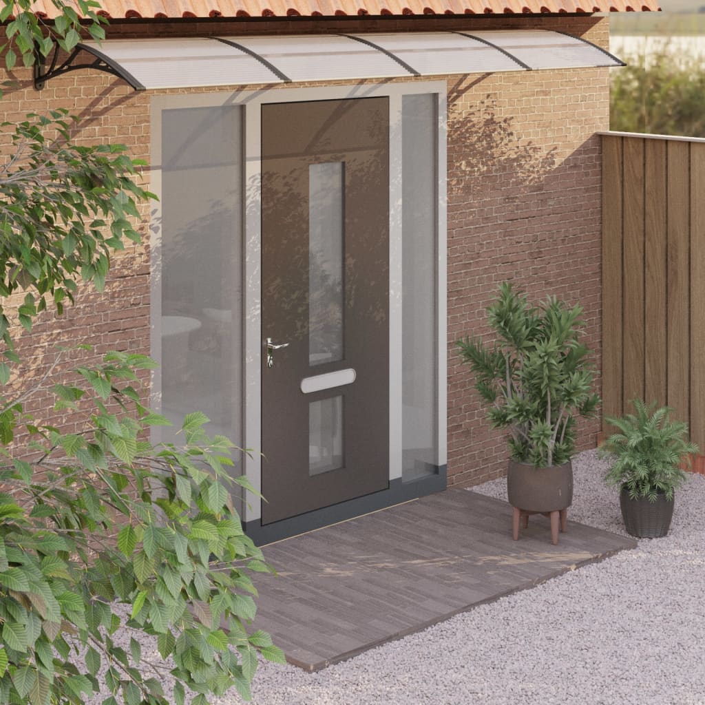 Tettoia per Porta Nero e Trasparente 400x75 cm in Policarbonatocod mxl 71078