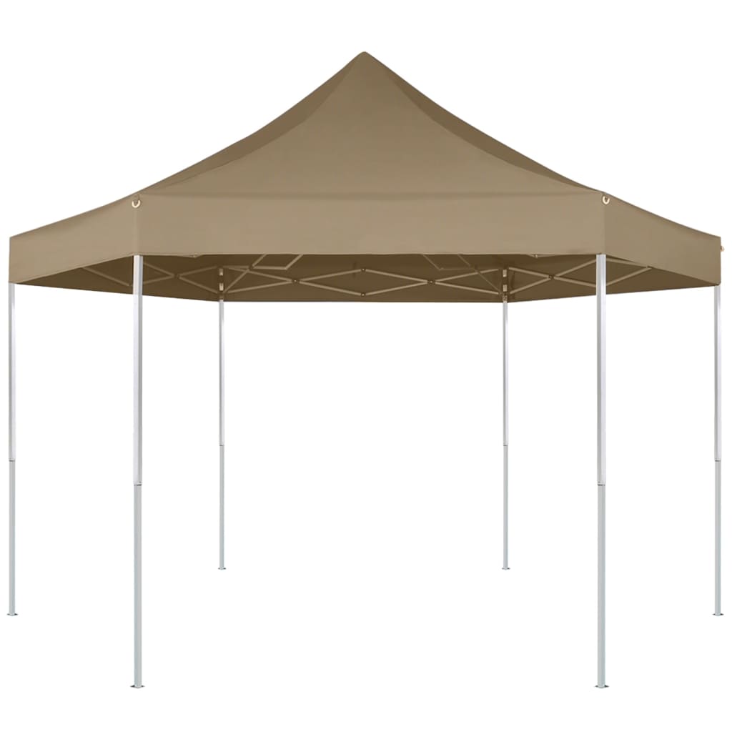 Tendone Esagonale Pieghevole Pop-Up 3,6x3,1 m Tortora 220 g/m²