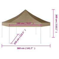 Tendone Esagonale Pieghevole Pop-Up 3,6x3,1 m Tortora 220 g/m²