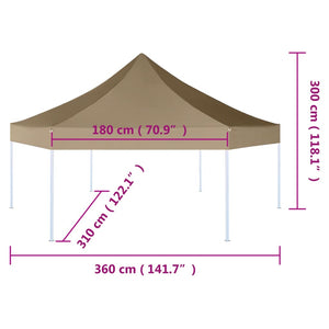 Tendone Esagonale Pieghevole Pop-Up 3,6x3,1 m Tortora 220 g/m²