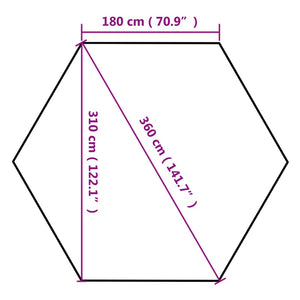 Tendone Esagonale Pieghevole Pop-Up 3,6x3,1 m Tortora 220 g/m²