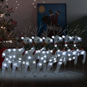 Renne di Natale 6 pz Argento 120 LED