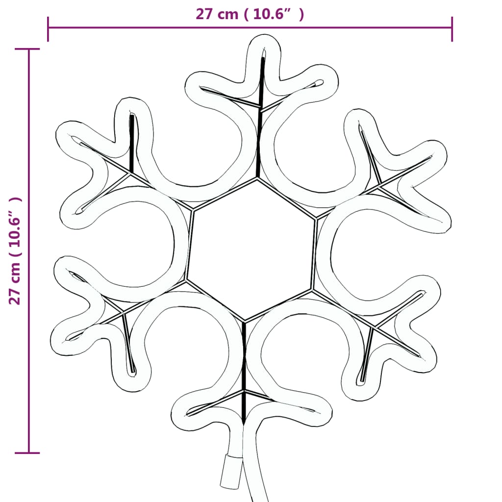 Figura Natalizia Fiocco di Neve LED 2 pz Bianco Caldo 27x27 cm cod 10298