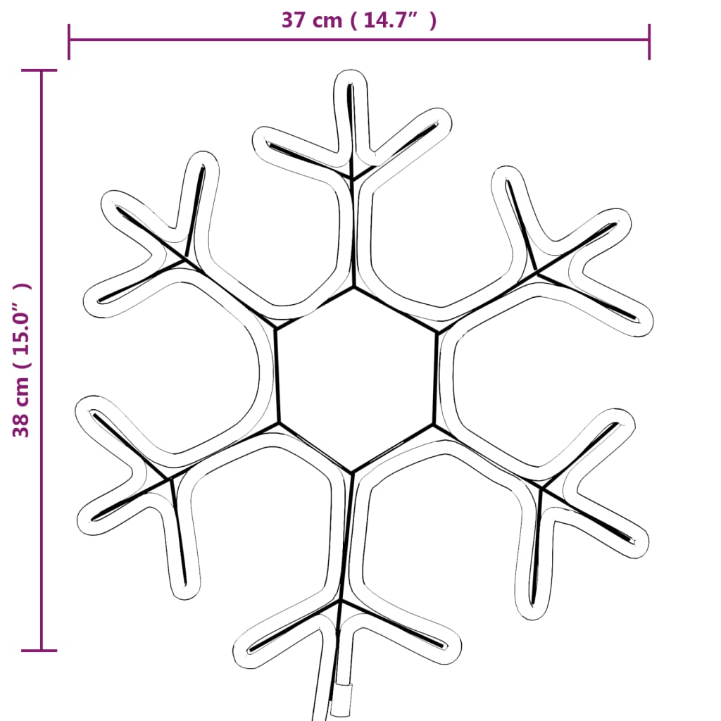 Figura Natalizia Fiocco di Neve LED 3 pz Bianco Caldo 38x37 cm 3154289