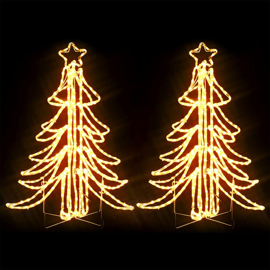 Figura Albero Natale Pieghevole LED 2pz Bianco Caldo 87x87x93cm