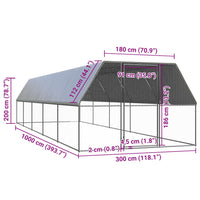 Gabbia per Polli da Esterno 3x10x2 m in Acciaio Zincato 3154379