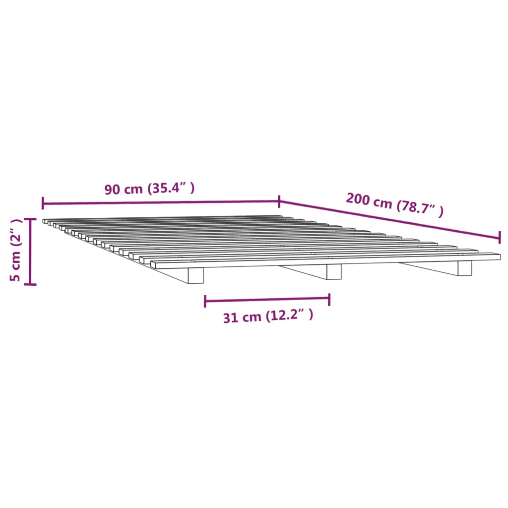 Giroletto 90x200 cm in Legno Massello di Pino 824548