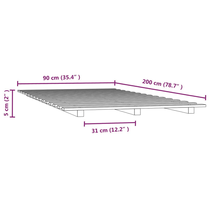 Giroletto 90x200 cm in Legno Massello di Pino 824548