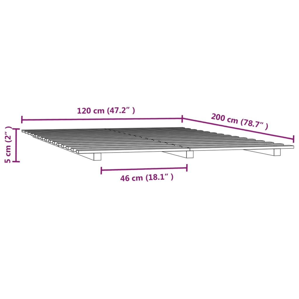 Giroletto Grigio 120x200 cm in Legno Massello di Pino