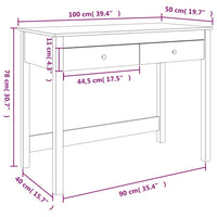 Scrivania con Cassetti Bianca 100x50x78 cm Legno Massello Pino 824644