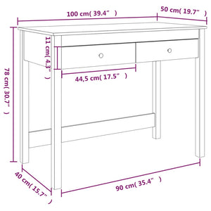 Scrivania con Cassetti Bianca 100x50x78 cm Legno Massello Pino 824644