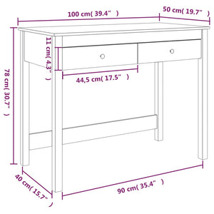 Scrivania con Cassetti Nera 100x50x78 cm Legno Massello di Pino 824647