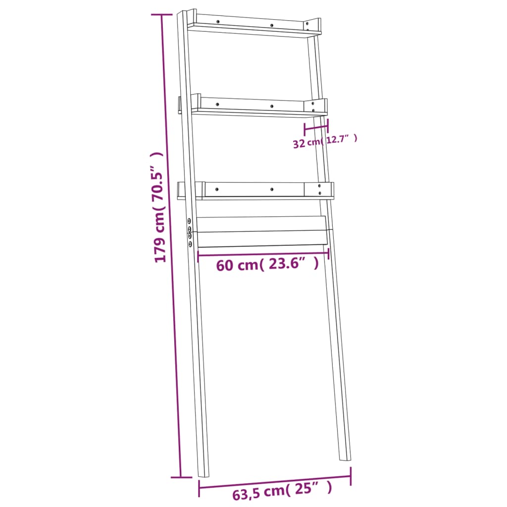 Rastrelliera da Bagno 63,5x32x179 cm in Legno Massello di Pino 824653