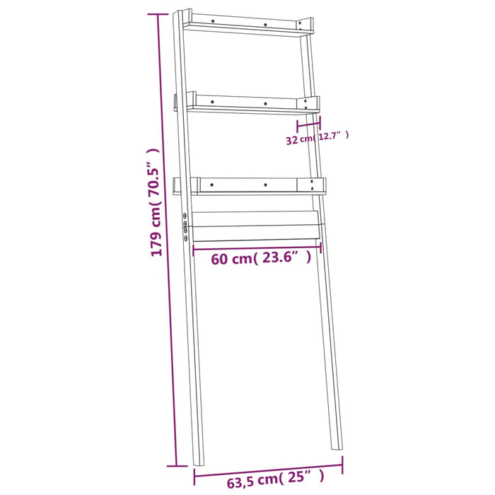 Rastrelliera da Bagno 63,5x32x179 cm in Legno Massello di Pino cod mxl 46955