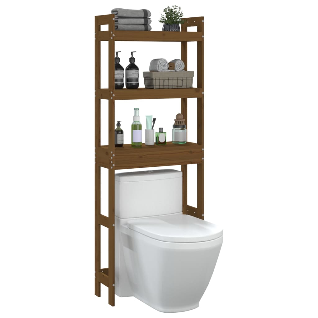 Rastrelliera da Bagno Miele 63x26x171 cm Legno Massello Pino