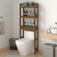 Rastrelliera da Bagno Miele 63x26x171 cm Legno Massello Pino